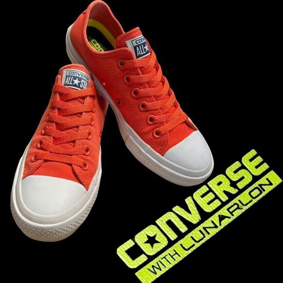 CONVERSE CHUCK TAYLOR ALL STAR II OX IN CORAL LUNARLON UNISEX M5 W7 - Picture 7 of 8